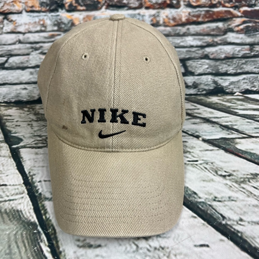 Vtg 2000s Nike‎ Tan Lightweight Golf Running Gray Tag  Adjustable Hat